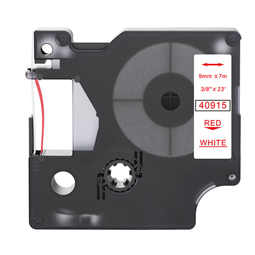 Dymo 40915 ühilduv sildilint, punane valgel, 9mm x 7m