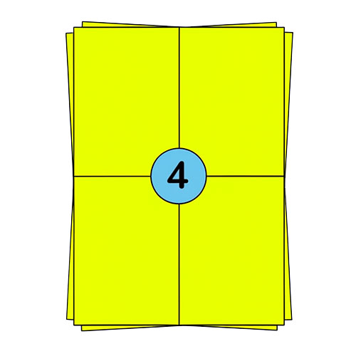 A4 lehtsildid 104 x 148 mm, fluorestseeruv kollane, 400 silti